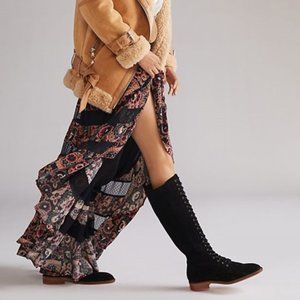 Anthropologie Suede Lace-Up Knee-High Boots EU SIZE 39